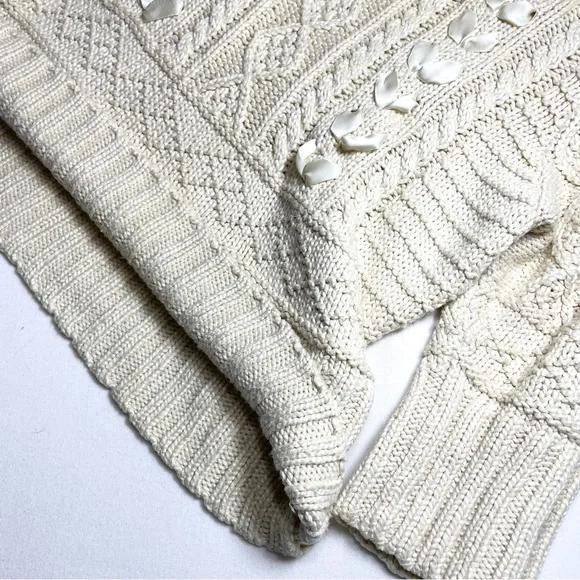 Ralph Lauren Chunky Cable Knit Fisherman Sweater Feminine Coquette XL - Picture 11 of 15